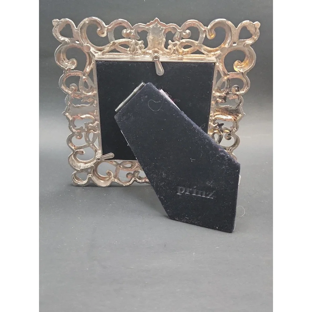 Prinz‎ Ornate Silver Plate 3x3 Picture Frame Square Rococo Openwork Scrollwork